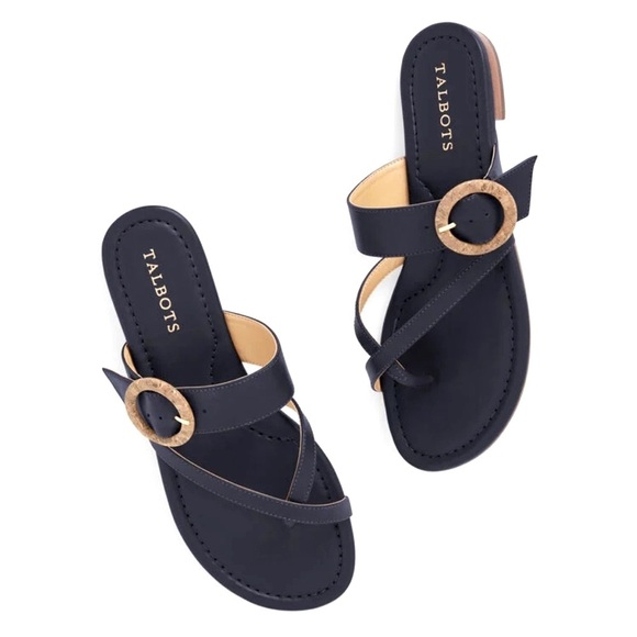 Talbots Shoes - RESERVED NEW Talbots Napa leather Gia Buckle Sandals Sz 9 Navy Blue Sz 9